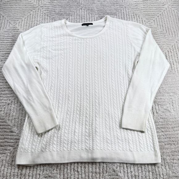 Napa Valley Sweaters - Napa Valley Cable Knit Sweater Womens PXL White Long Sleeve Preppy Cozy Soft